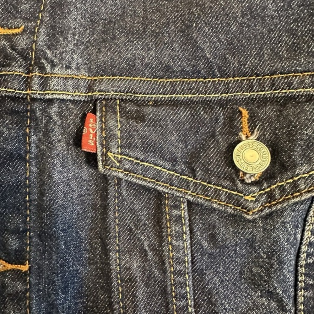 VTG Levis Dark Blue Denim Trucker Standard Jean Jacket 70507 Mens XL Y2K Work - Picture 8 of 16